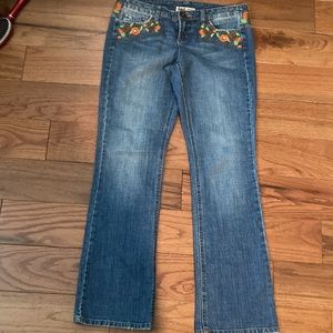 Y2k embroidered boot cut jeans LEI ultra low rise ashley juniors size 11